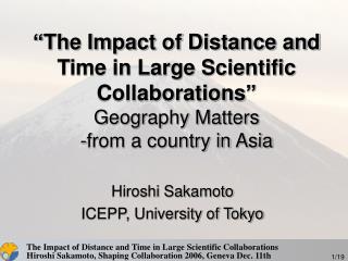 Hiroshi Sakamoto ICEPP, University of Tokyo