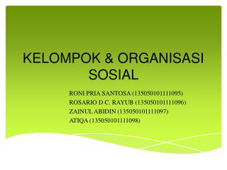 KELOMPOK &amp; ORGANISASI SOSIAL