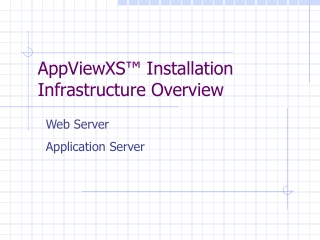 AppViewXS™ Installation Infrastructure Overview
