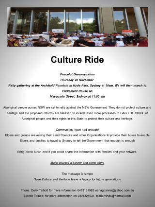 Culture Ride Peaceful Demonstration Thursday 28 November 