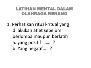 LATIHAN MENTAL DALAM OLAHRAGA RENANG