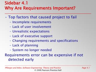 Sidebar 4.1 Why Are Requirements Important?