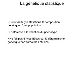 La génétique statistique