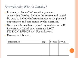 Sourcebook: Who is Gatsby?