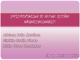 IMPLEMENTACION DE NUEVOS DISEÑOS ORGANIZACIONALES