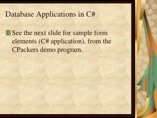 Database Applications in C#