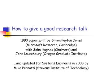 How to give a good research talk