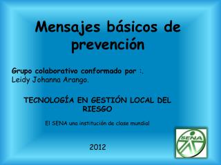 Mensajes básicos de prevención