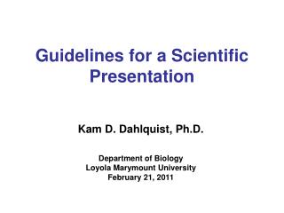 Guidelines for a Scientific Presentation