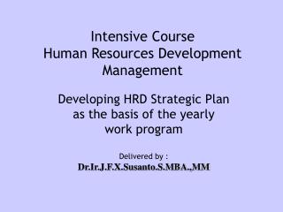 Intensive Course Human Resources Development Management