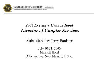 2006 Executive Council Input Director of Chapter Services