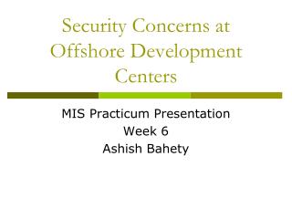 Security Concerns at Offshore Development Centers