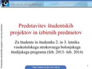 Predstavitev študentskih projektov in izbirnih predmetov