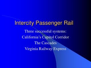 Intercity Passenger Rail