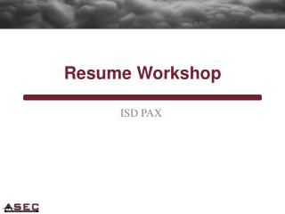 Resume Workshop