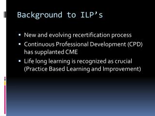 Background to ILP’s