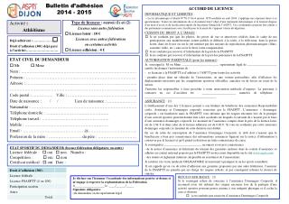 Bulletin d’adhésion 2014 - 2015