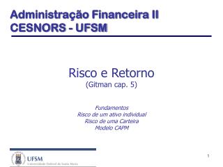 Risco e Retorno (Gitman cap. 5)