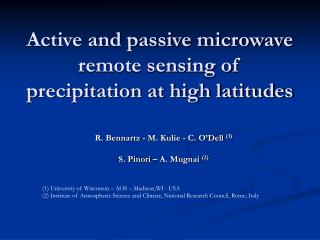 Active and passive microwave remote sensing of precipitation at high latitudes