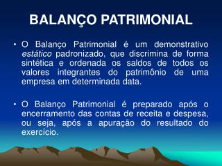 BALANÇO PATRIMONIAL