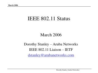 IEEE 802.11 Status