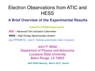 Electron Observations from ATIC and HESS