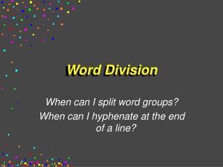 Word Division