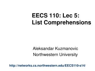 EECS 110: Lec 5: List Comprehensions