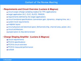 Content of the Review Meeting