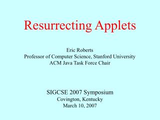 Resurrecting Applets