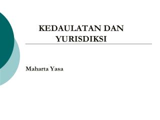 KEDAULATAN DAN YURISDIKSI