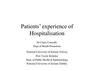 Patients’ experience of Hospitalisation