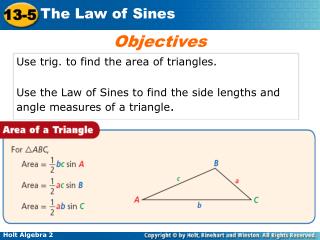 Use trig. to find the area of triangles.