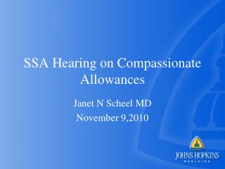 SSA Hearing on Compassionate Allowances