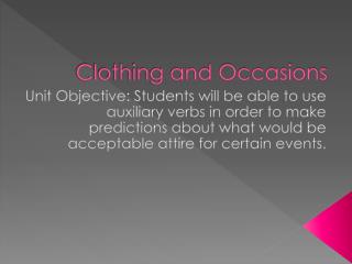 Clothing and Occasions