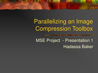 Parallelizing an Image Compression Toolbox