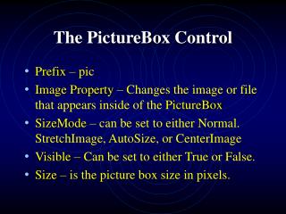 The PictureBox Control
