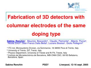 Fabrication of 3D detectors with columnar electrodes of the same doping type