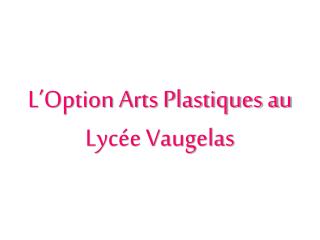 L’Option Arts Plastiques au Lycée Vaugelas