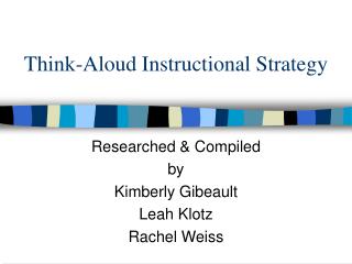Think-Aloud Instructional Strategy