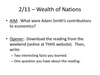 2/11 – Wealth of Nations