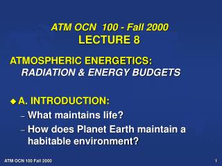 ATM OCN 100 - Fall 2000 LECTURE 8