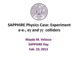 SAPPHiRE Physics Case: Experiment e- e -, e g and gg colliders