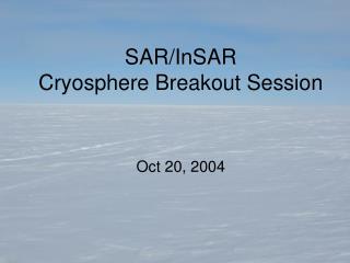 SAR/InSAR Cryosphere Breakout Session