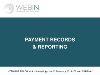 PAYMENT RECORDS &amp; REPORTING