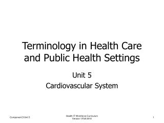 Terminology in Health Care and Public Health Settings