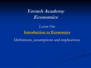 Yavneh Academy Economics