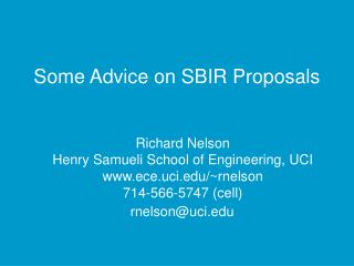 Some Advice on SBIR Proposals