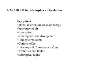 EAS 100 Global atmospheric circulation