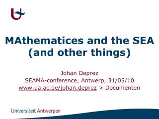 MAthematices and the SEA (and other things)